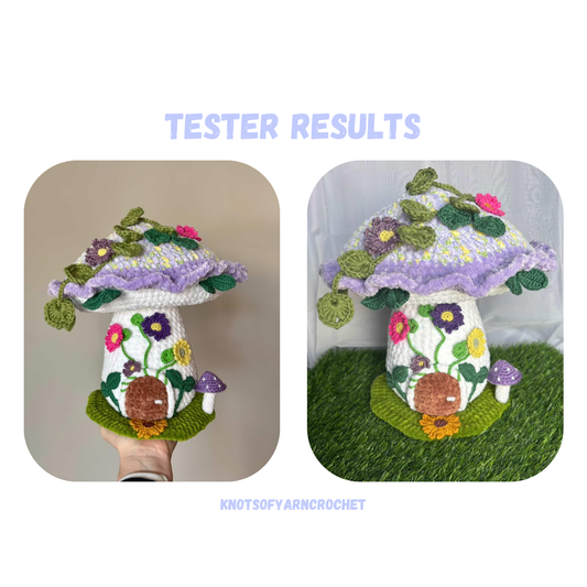 Mushroom Wood Cabin House Crochet Pattern LOW SEW