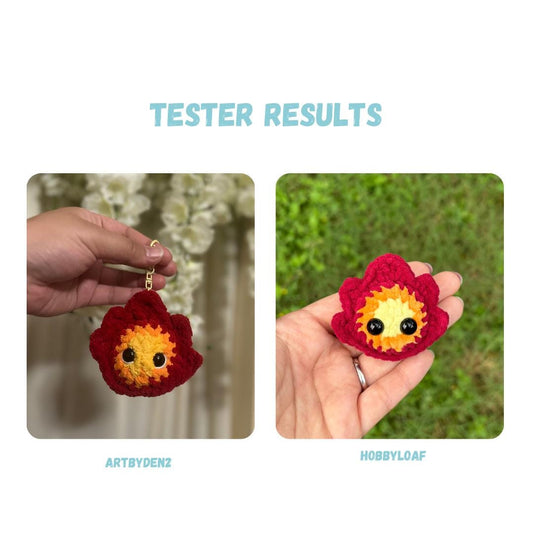 Mini Fire Demon Keychain Crochet Pattern NO SEW