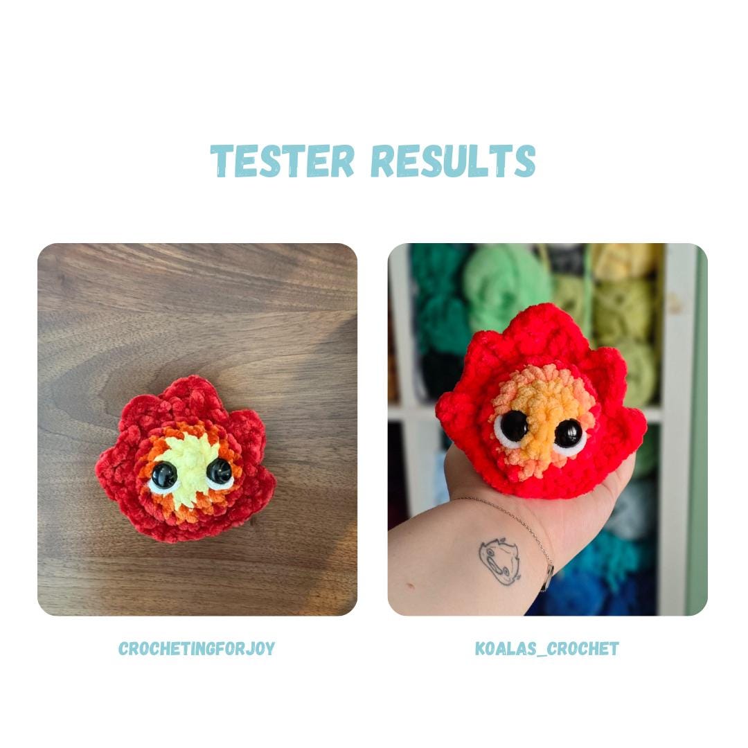 Mini Fire Demon Keychain Crochet Pattern NO SEW