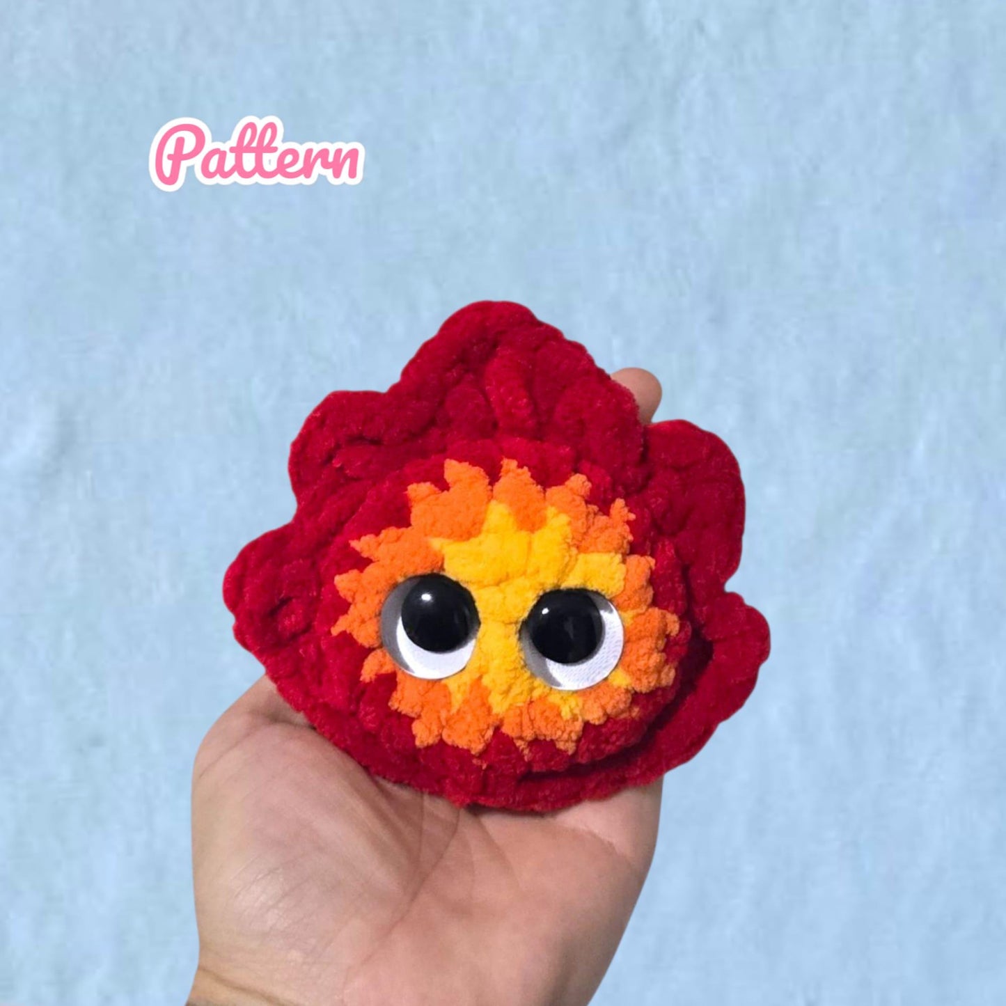 Mini Fire Demon Keychain Crochet Pattern NO SEW