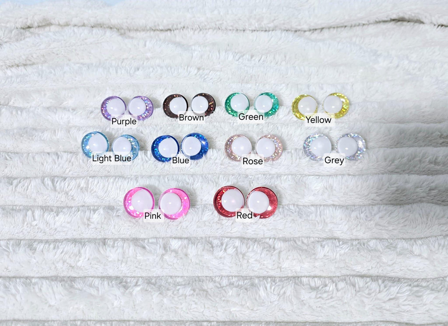 Safety Eyes White Sparkling 12 - 25mm Sink Eyes Crocheting Amigurumi Toys