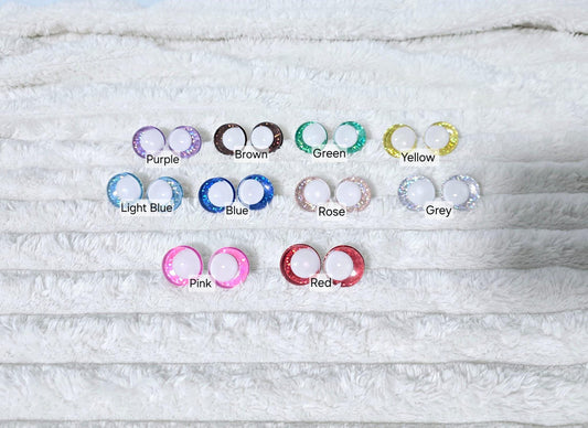 Safety Eyes White Sparkling 12 - 25mm Sink Eyes Crocheting Amigurumi Toys