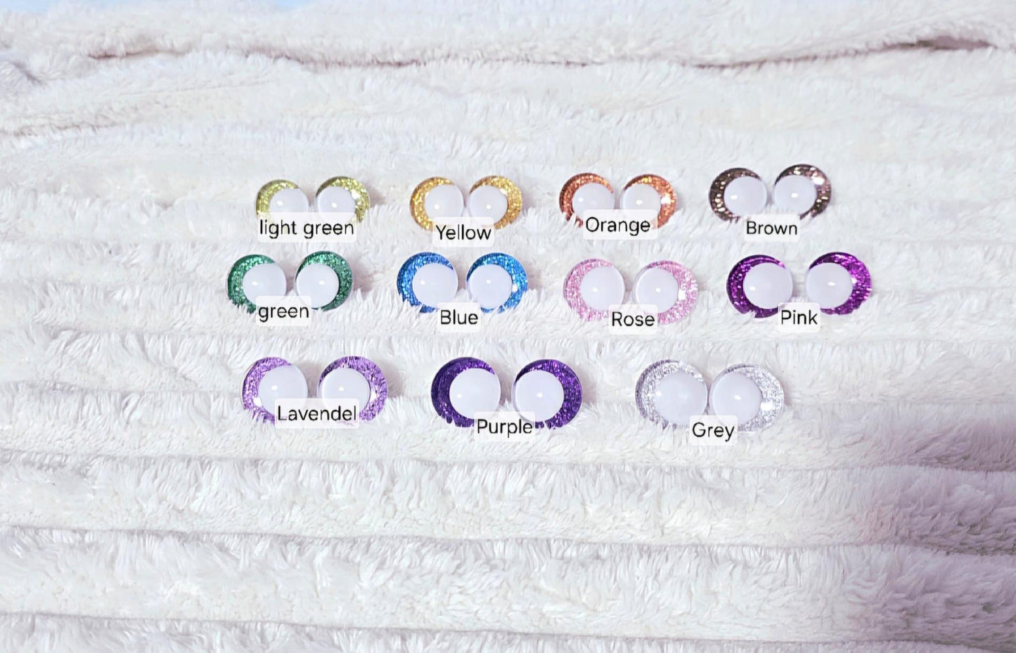 Safety Eyes White Glitter 12 - 25mm Sink Eyes Crocheting Amigurumi Toys