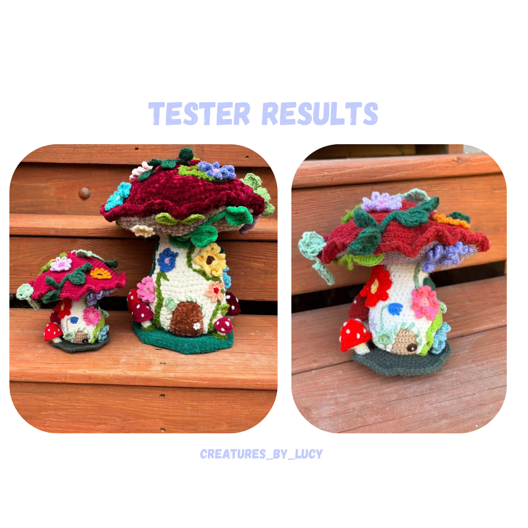 Mushroom Wood Cabin House Crochet Pattern LOW SEW