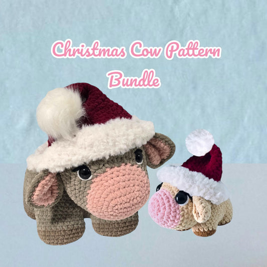 BUNDLE - Christmas Cow Crochet Pattern / Small and Big Cow