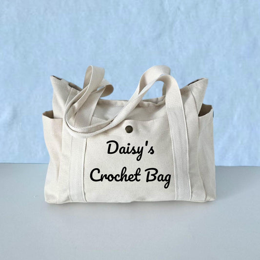 XL Canvas Bag Storage Yarn Bag Crochet Personalized