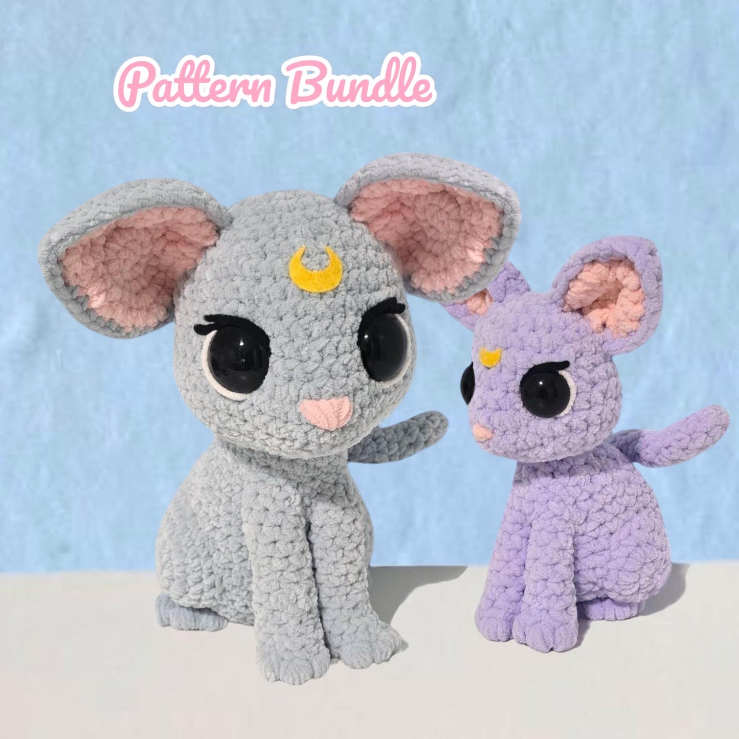 BUNDLE Large and Little Moon Cat Anime Cat Crochet Pattern
