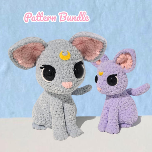 BUNDLE Large and Little Moon Cat Anime Cat Crochet Pattern