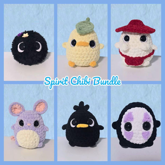 Spitit Chibi Crochet Pattern Bundle LOW SEW 6 Characters