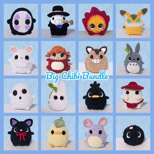 Big Chibi Crochet Pattern Bundle LOW SEW 16 Characters