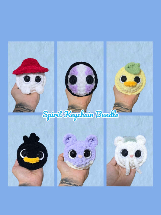 Mini Spirit Keychains Crochet Pattern LOW SEW Bundle