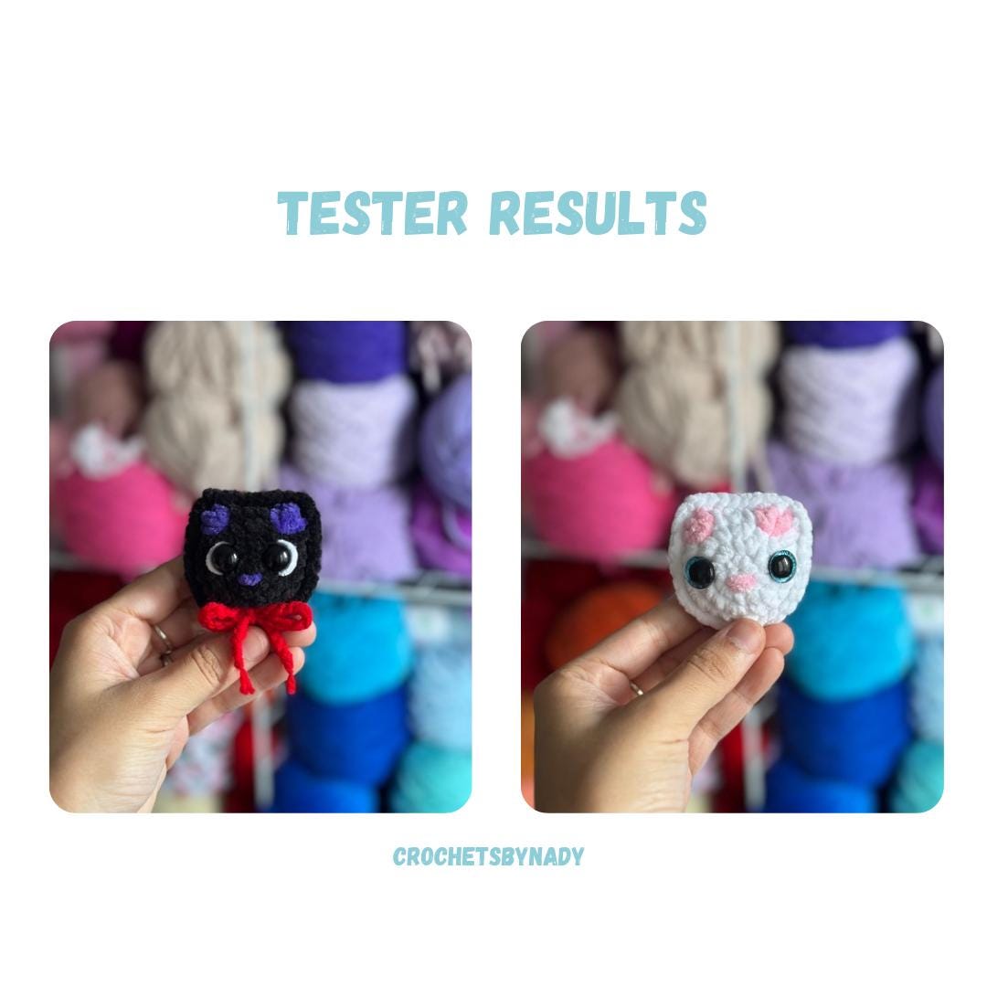 Mini Cat Keychains Crochet Pattern NO SEW Bundle