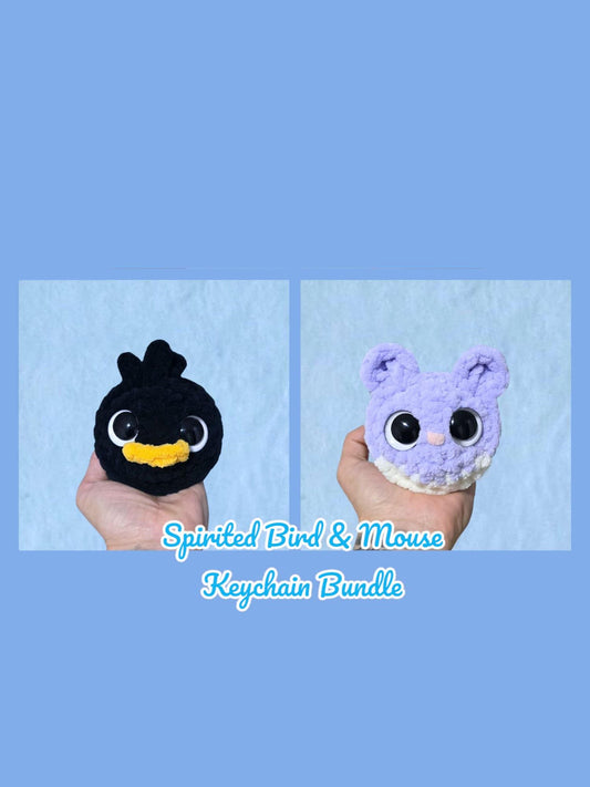 Mini Mouse & Bird Keychains Crochet Pattern NO SEW Bundle