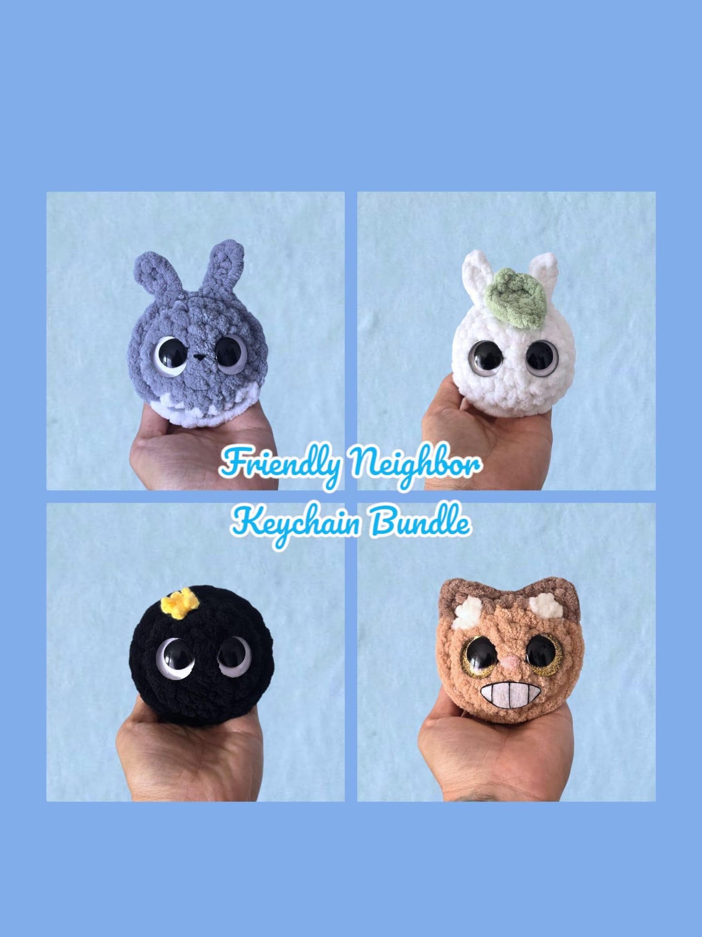 Mini Friendly Neighbor Keychains Crochet Pattern LOW SEW Bundle