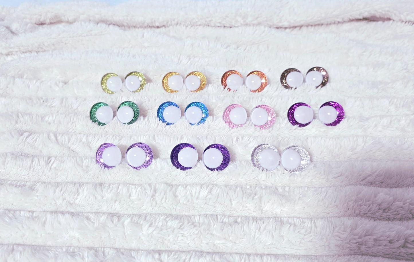 Safety Eyes White Glitter 12 - 25mm Sink Eyes Crocheting Amigurumi Toys