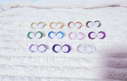 Safety Eyes White Glitter 12 - 25mm Sink Eyes Crocheting Amigurumi Toys