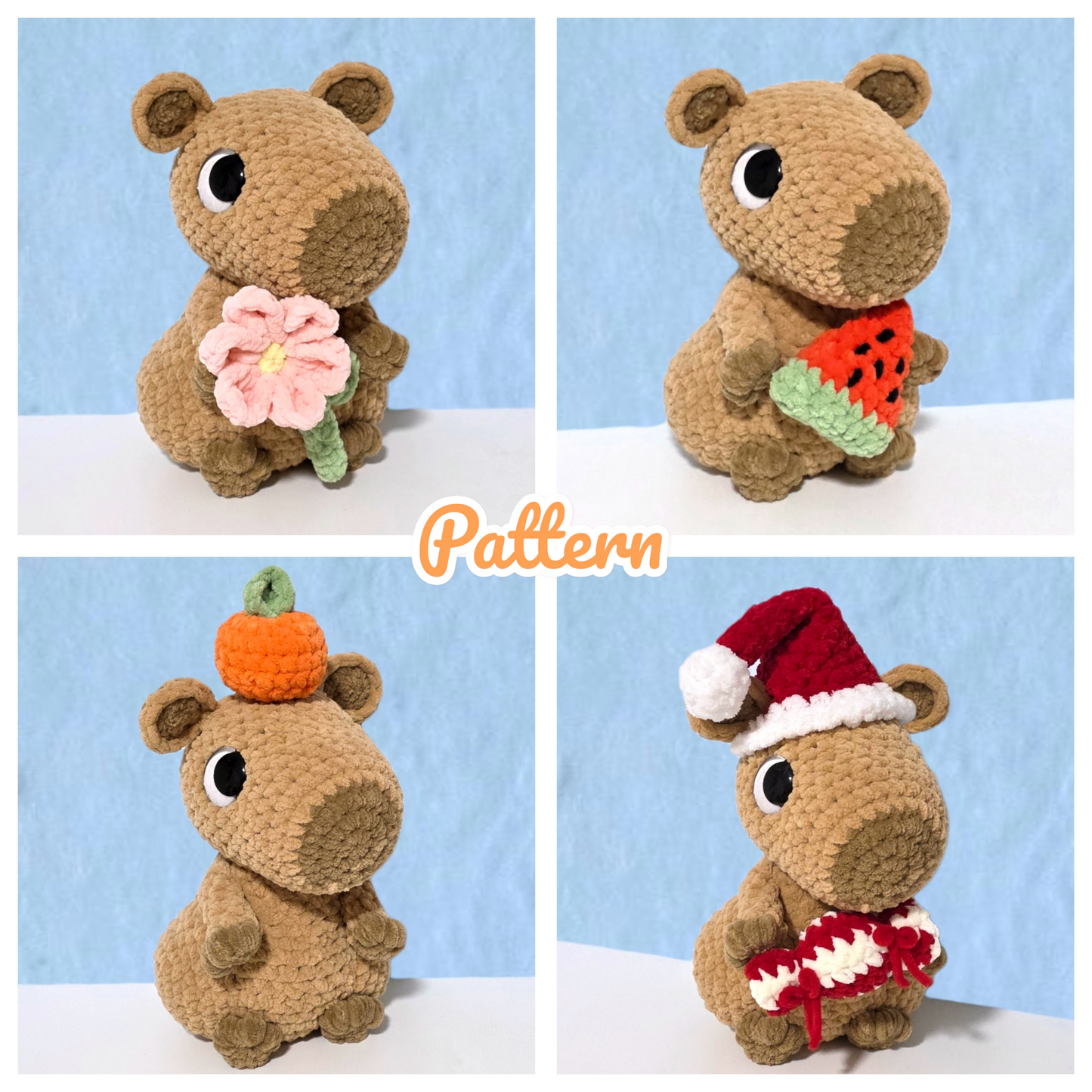 Capybara with Outfits Crochet Pattern