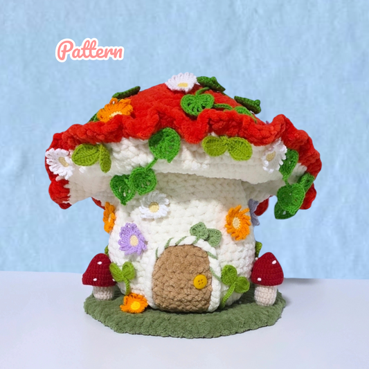 Mushroom Wood Cabin House Crochet Pattern LOW SEW