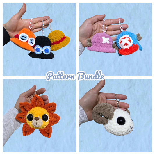 Pirate Keychains Crochet Pattern LOW SEW Big Bundle