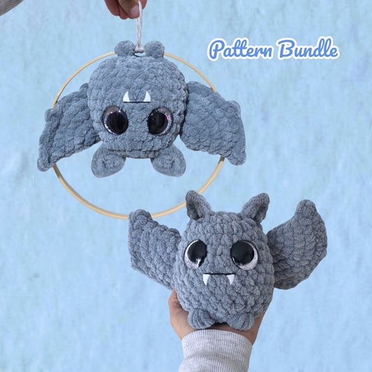 2 in 1 Low Sew Bat sitting and hanging Friend Bundle Pattern